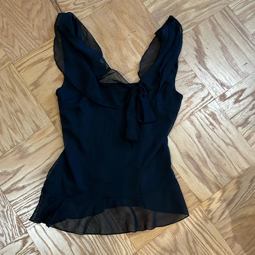 BRAND NEW motel rocks M black mesh top with tie